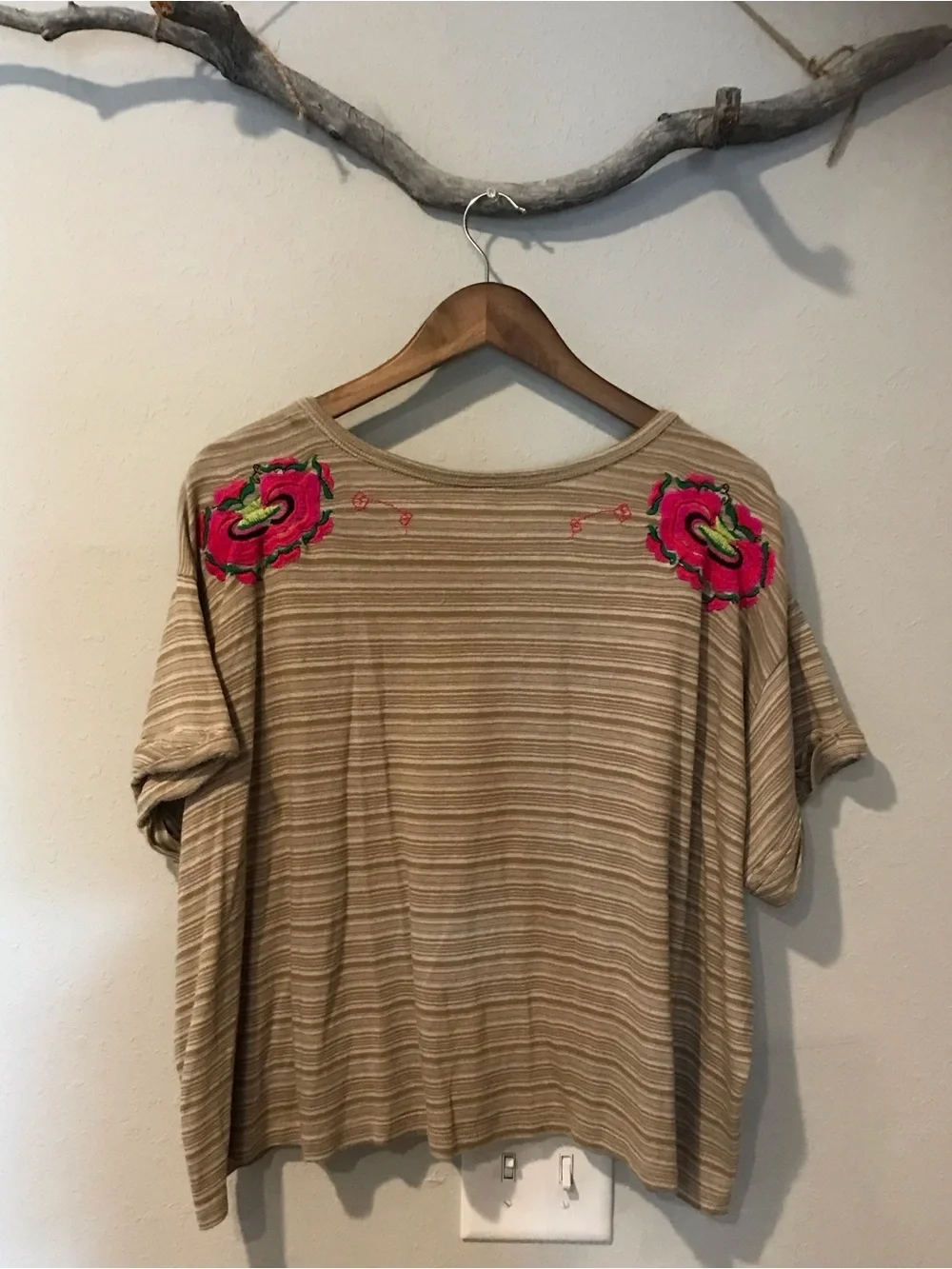 Free People Catalunya Embroidered Mushroom Combo Oversized Top